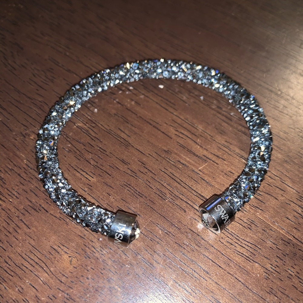 Swarovski gunmetal Crystal cuff bracelet